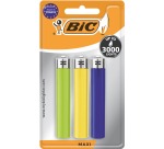 BIC Maxi vuursteen aansteker, geassorteerde kleuren, blister van 3 stuks