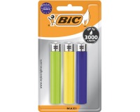 BIC Maxi vuursteen aansteker, geassorteerde kleuren, blister van 3 stuks