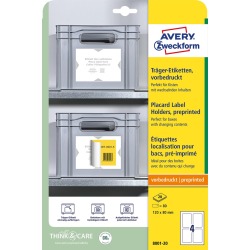 Avery étiquette de positionnement pré-imprimée, ft 120 x 80 mm, blanc, paquet de 20 étiquettes