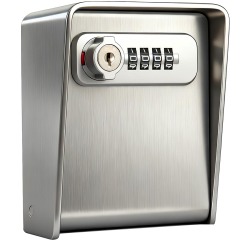 Mini-Schlüsseltresor aus Edelstahl, für 1 Schlüsselbund, Silber