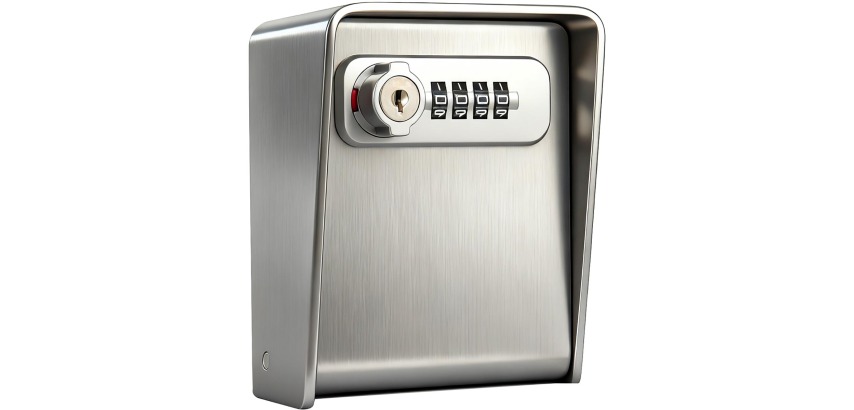 Stainless steel mini key safe, for 1 set of keys, silver