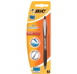Stylo bille BIC Atlantis Soft Clip métal Clic Medium noir blister 1 pièce
