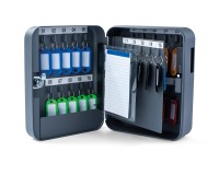 Key cabinet in steel, key lock, dark gray