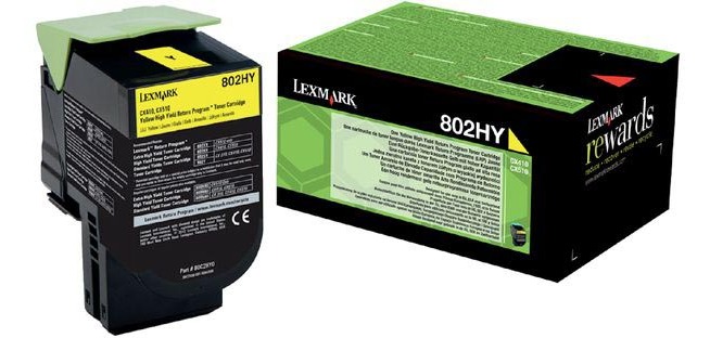 Lexmark 802HY - High Yield - yellow - original - toner cartridge - LCCP, LRP