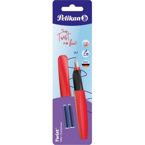 Pelikan Twist stylo plume, sous blister, rouge (Fiery Red)