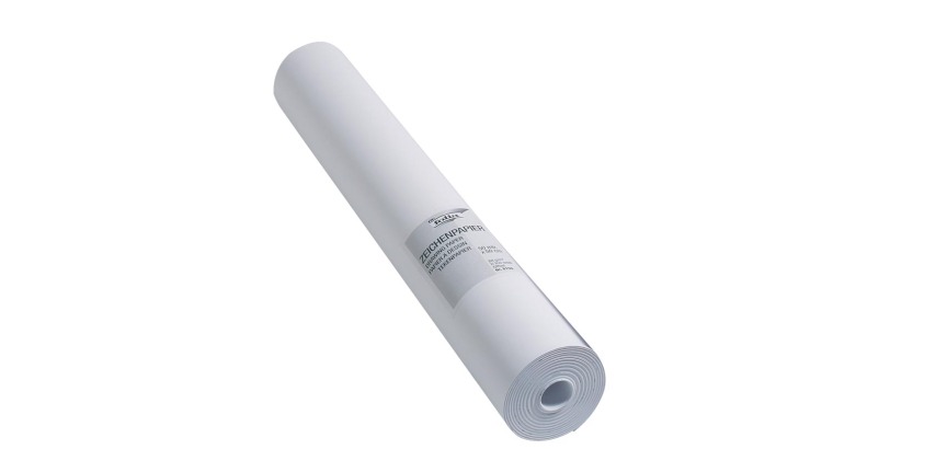 Drawing paper folio, 80 g, size 50 cm x 50 m, wood-free paper, on roll