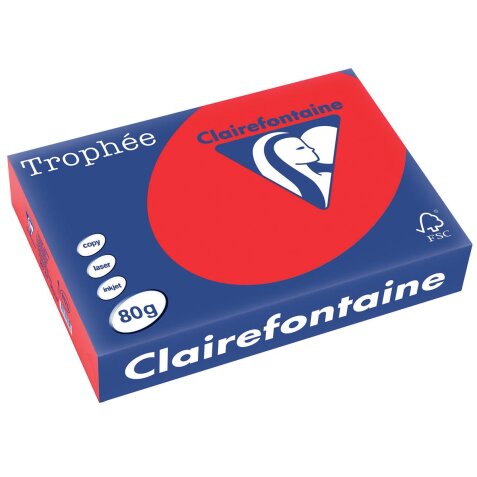 Clairefontaine Trophée Intens, gekleurd papier, A4, 80 g, 500 vel, koraal rood