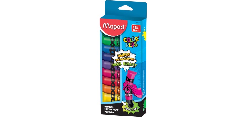 Maped Color'Peps gouache, 12 ml tubes, dispenser box with 12 tubes in assorted colors