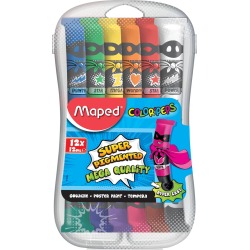 Maped gouache Color'Peps, 12 ml, 12 tubes en étui plastique