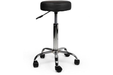 Tabouret sans anneau repose-pieds, sans dos, piston haut, noir