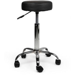 Tabouret avec anneau repose-pieds, sans dos, piston haut, noir