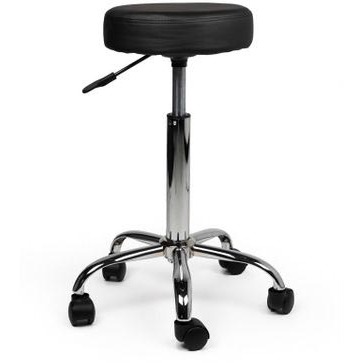 Tabouret avec anneau repose-pieds, sans dos, piston haut, noir