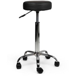 Tabouret avec anneau repose-pieds, sans dos, piston haut, noir