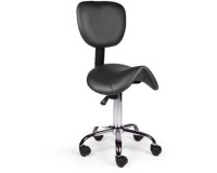 Zadelkruk Office rugleuning laag harde wielen zw