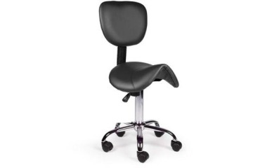 Zadelkruk Office rugleuning laag harde wielen zw