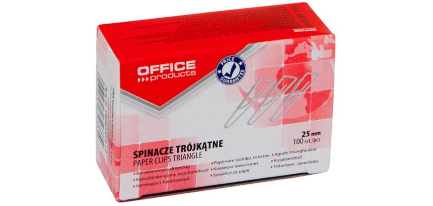 OFFICE products papierklemmen, 25 mm, gegalvaniseerd, driehoekig, doos van 100 stuks