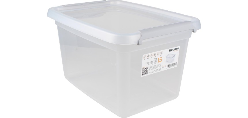 DONAU Home Aufbewahrungsbox, 15 Liter, transparent