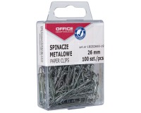 OFFICE products all-purpose clips, 26 mm, metal, plastic hanging box of 100 pieces