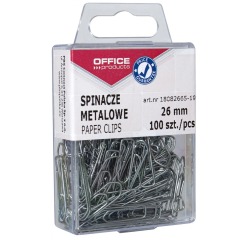OFFICE products papierklemmen, 26 mm, metaal, plastic ophangdoosje van 100 stuks