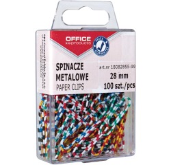 OFFICE products papierklemmen Zebra, 28 mm, gestreept, geassorteerde kleuren, ophangdoosje van 100 stuks