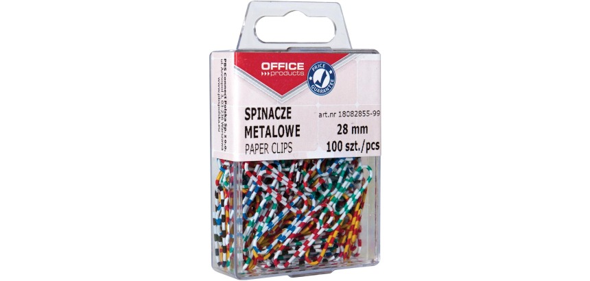 OFFICE products papierklemmen Zebra, 28 mm, gestreept, geassorteerde kleuren, ophangdoosje van 100 stuks