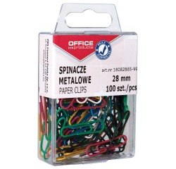 OFFICE products paperclips, 28 mm, assorted colors, hanging box of 100 pieces