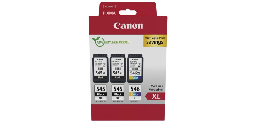 Canon Tintenpatrone 2 x PG-545XL + 1 x CL-546XL, 300 - 400 Seiten, OEM 8286B013, 4 Farben