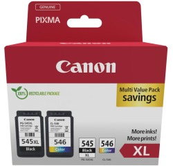 CANON PG 545XL + CL 546 Pack 2 cartouches noir et couleurs pour imprimante jet d'encre