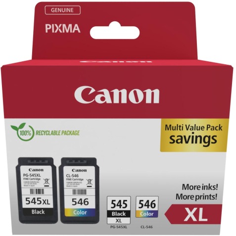 Canon photo value pack 1 x PG-545XL + 1 x CL-546XL, 300 - 400 pagina's, OEM 8286B012, 4 kleuren