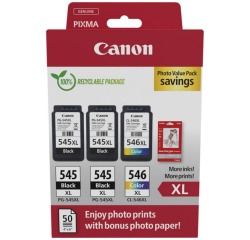 Canon photo value pack 2 x PG-545XL + 1 x CL-546XL, 300 - 400 pages, OEM 8286B015, 4 colors