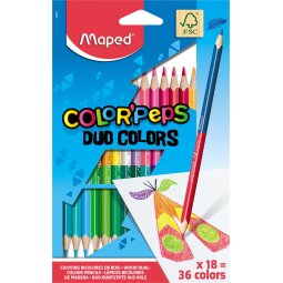 Maped crayon de couleur Color'Peps Duo, blister avec 18 pièces
