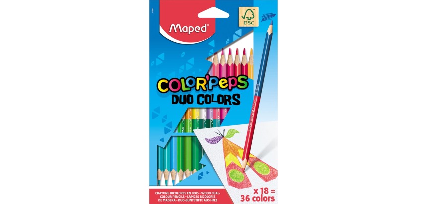 Maped crayon de couleur Color'Peps Duo, blister avec 18 pièces