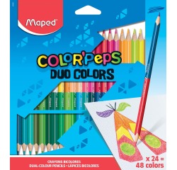 Maped driehoekig kleurpotlood Color'Peps Duo, 24 potloden in een kartonnen etui = 48 kleuren