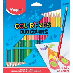 Maped driehoekig kleurpotlood Color'Peps Duo, 24 potloden in een kartonnen etui = 48 kleuren