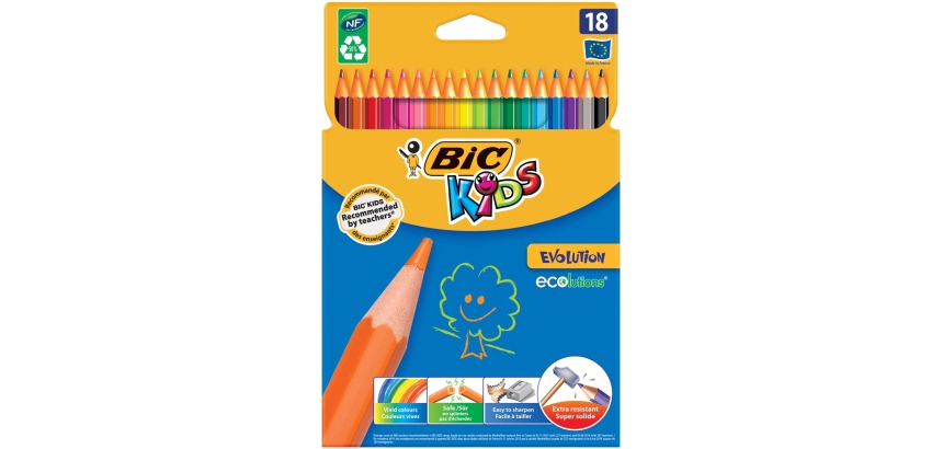 Crayon de couleur BIC Kids Evolution ECOlutions blister 18 couleurs