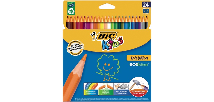 Bic Kids crayon de couleur Ecolutions Evolution, étui cartonné de 24 crayons