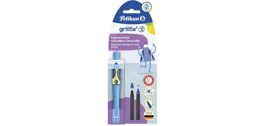 Pelikan Griffix roller, sous blister, pour les droitiers, bleue - vert