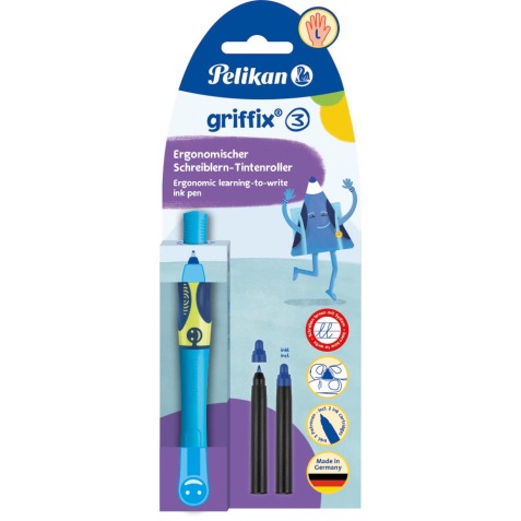 Pelikan Griffix roller, sous blister, pour les gauchiers, bleu - vert