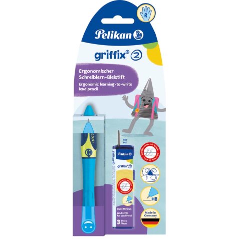 Pelikan Griffix vulpotlood, op blister, voor rechtshandigen, blauw - groen