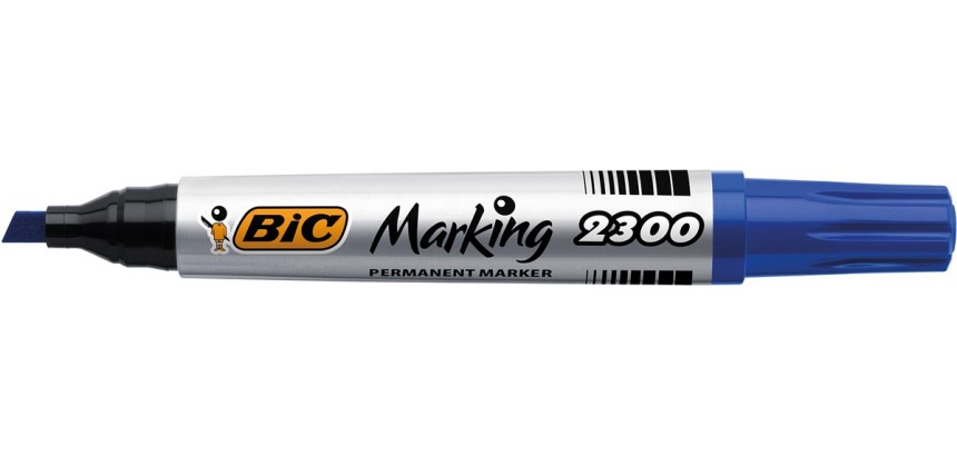 Bic marqueur permanent 2300 ECOlutions, largeur de trait: 3,7 - 5,5 mm, pointe biseautée, bleu