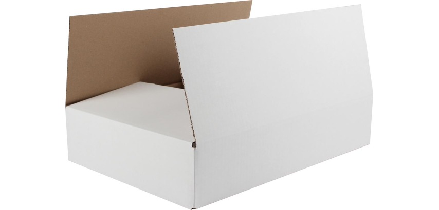 Versandkarton, Wellpappe, weiß, Maße 430 x 320 x 90 mm