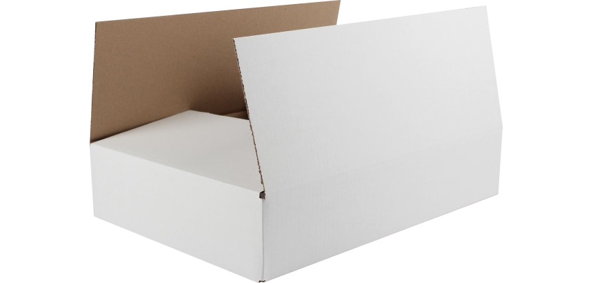 Verzenddoos, enkele golf, wit, ft 430 x 320 x 90 cm