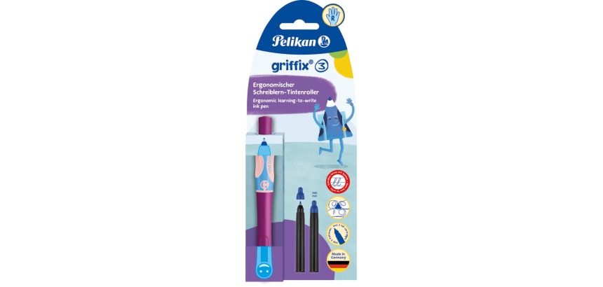 Pelikan Griffix roller, sous blister, pour les droitiers, lila - bleu