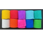 Folia papier crépon, ft 100 x 5 cm, sur rouleaux, couleurs assorties, paquet de 10 pièces