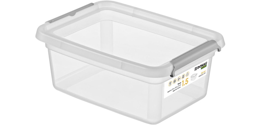 DONAU Home boîte de rangement, 1,5 litres, transparent