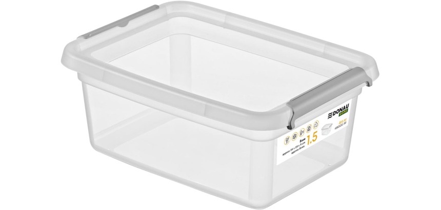 DONAU Home storage box, 1.5 liters, transparent