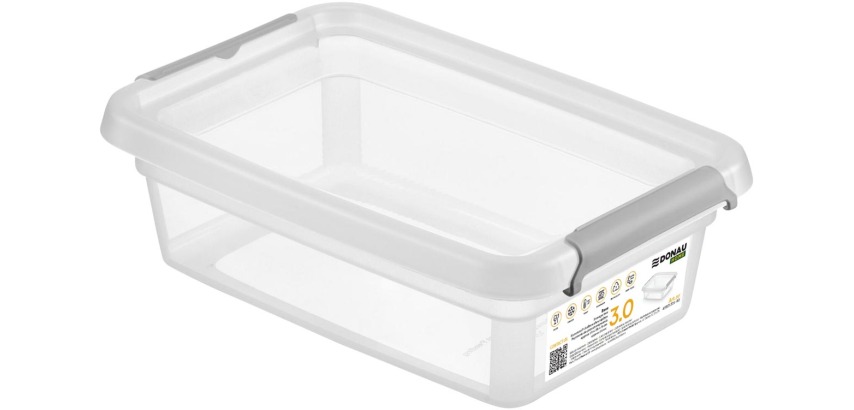 DONAU Home boîte de rangement, 3 litres, transparent