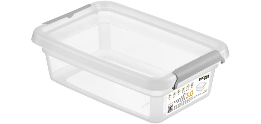 DONAU Home boîte de rangement, 3 litres, transparent