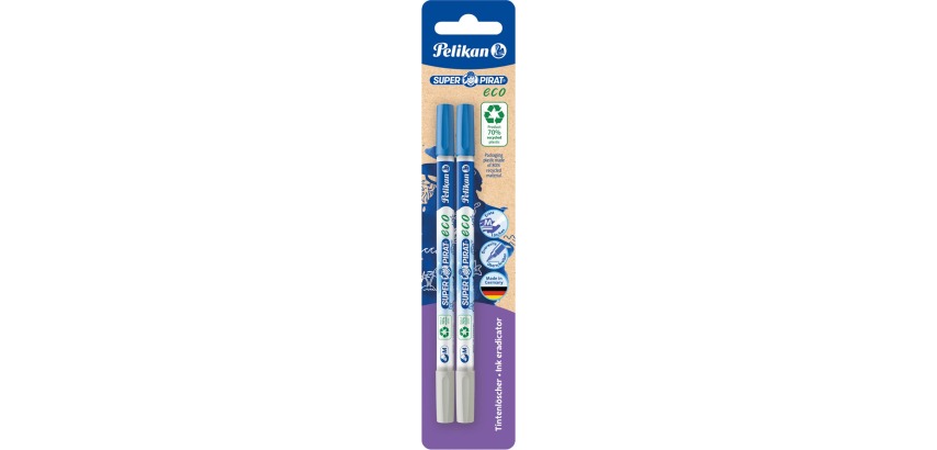 Pelikan Super Pirat Eco effaceur, blister de 2 pièces