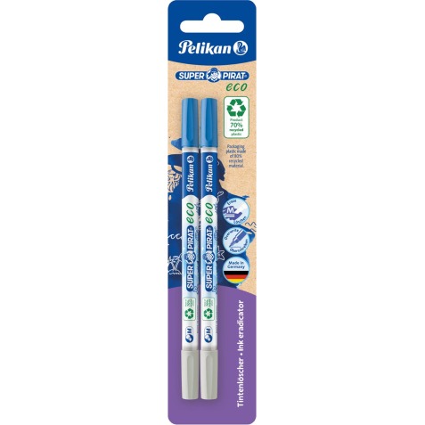 Pelikan Super Pirat Eco effaceur, blister de 2 pièces